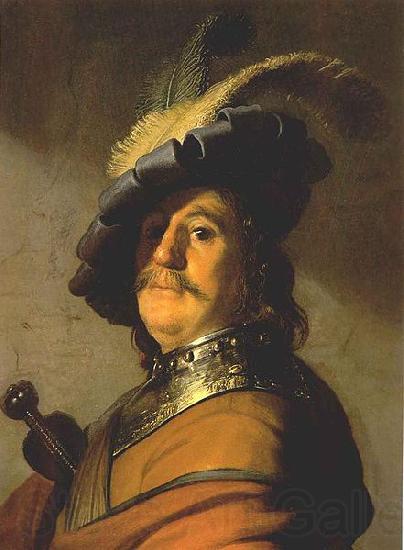 Rembrandt van rijn Bust of a man in a gorget and a feathered beret. Norge oil painting art